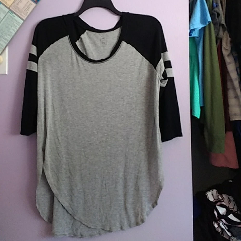 Flowy Black and Gray ME TO WE Baseball Tee